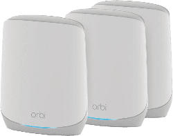 Netgear Mesh Router Orbi RBK763S, WiFi 6, 5.4 Gbit/s, Tri-Band, 525m², 3er Set, Weiß