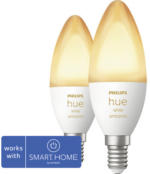 Hornbach Philips hue Kerzenlampe White Ambiance dimmbar weiß E14 2x 5,2W 2x 320 lm warmweiß- tageslichtweiß 2 Stk - Kompatibel mit SMART HOME by hornbach