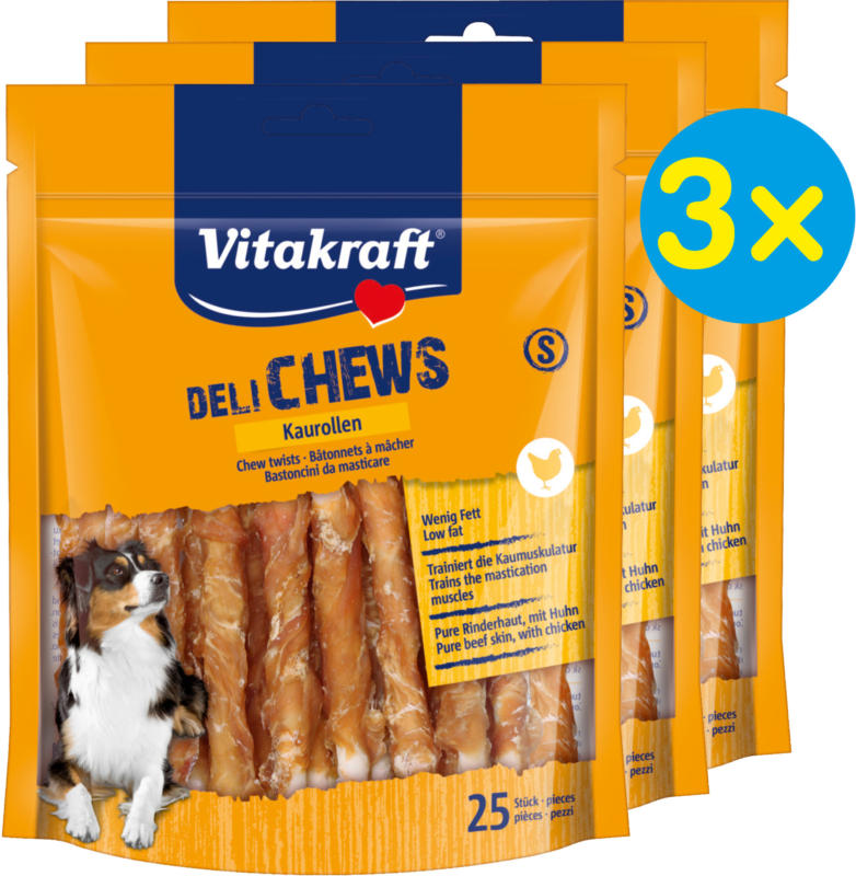 Vitakraft Deli Chews Rouleaux à mâcher au poulet 3x25 morceaux