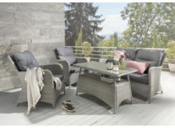 Gartenmöbelset Paguera Aluminium 4-Sitzer 4-teilig grau inkl. Sitzkissen