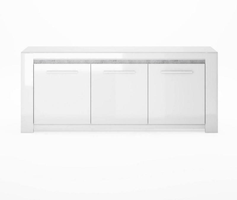 Sideboard B: 220 cm Pegase Grau/Weiß