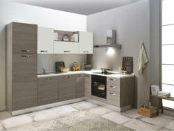 Einbauküche Eckküche Möbelix Sofia mit Kühlschrank 270x195 cm Ulmefarben