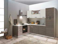 Ecksküche Sofia mit Kühlschrank 195x270 cm Ulmefarben/Weiß