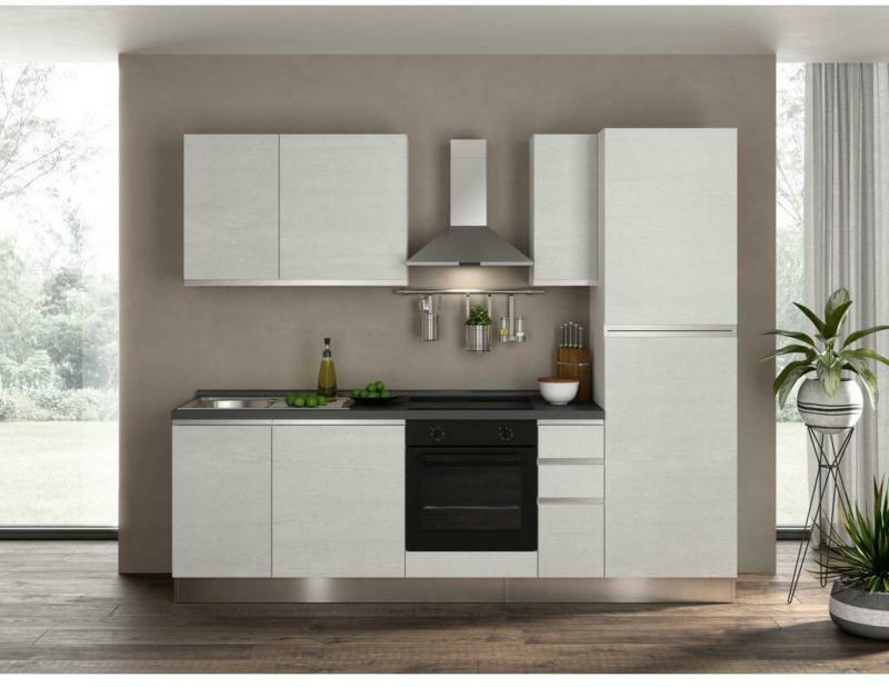 Einbauküche Küchenblock Möbelix Moena 255 cm mit Geräten Pinienfarben