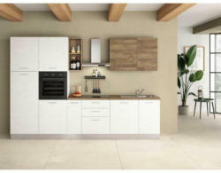 Küchenzeile Dafne mit Geräten 315 cm Weiß/Wallnussfarben