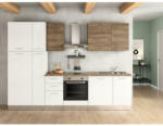 Möbelix Küchenzeile Dafne mit Geräten 300 cm Weiß/Walnussfarben