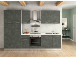 Einbauküche Küchenblock Möbelix Afrodite Mit Kühlschrank 300 cm Dunkelgrau