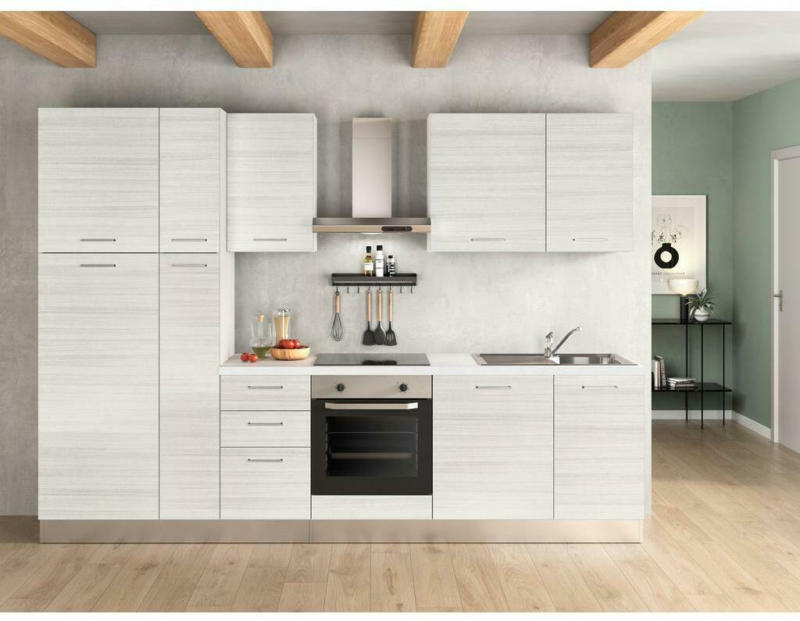 Küchenzeile Olimpia Mit Kühlschrank 300 cm Weiß