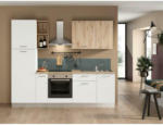 Möbelix Küchenzeile All In mit Geräte 255 cm Weiß/Eiche Dekor