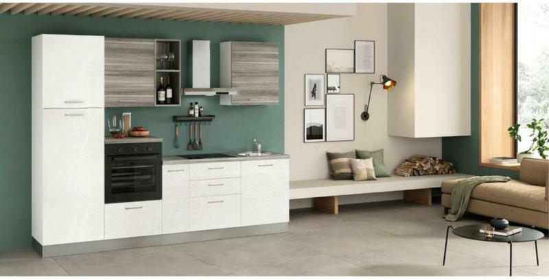 Küchenzeile Talia mit Geräte 270 cm Grau/Weiß