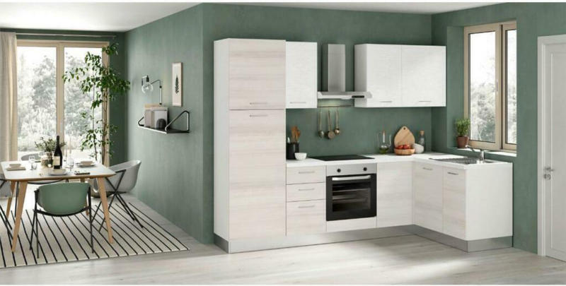 Einbauküche Eckküche Möbelix Calliope mit Geräte 270x165 cm Weiß