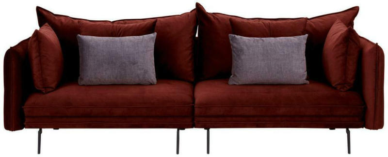 Big Sofa Sing mit Kissen B: 262 cm Weinrot Samt