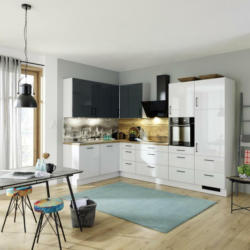 Einbauküche Eckküche Möbelix Ip4050 ohne Geräte 185x320 cm Hellgrau/Anthrazit