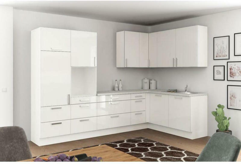 Einbauküche Eckküche Möbelix Ip4050 ohne Geräte 320x185 cm Weiß