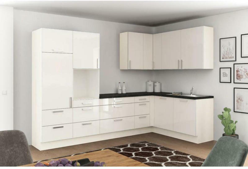 Einbauküche Eckküche Möbelix Ip4050 ohne Geräte 320x185 cm Magnolie
