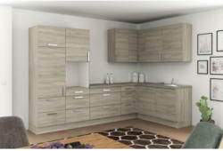Einbauküche Eckküche Möbelix Ip2200 ohne Geräte 320x185 cm Grau/Eiche Dekor