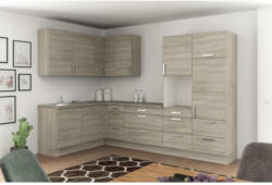 Einbauküche Eckküche Möbelix Ip2200 ohne Geräte 185x320 cm Grau/Eiche Dekor