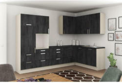 Einbauküche Eckküche Möbelix Ip1200 ohne Geräte 320x185 cm Schwarz