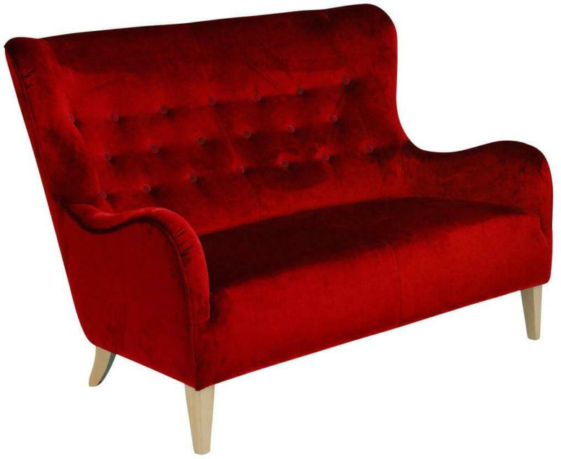 2-Sitzer-Sofa Medina, Rücken Echt, Rot, Samt