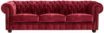 Möbelix Chesterfield-Sofa Norwin Rot 3-Sitzer Füße In Nussbaumfarbe