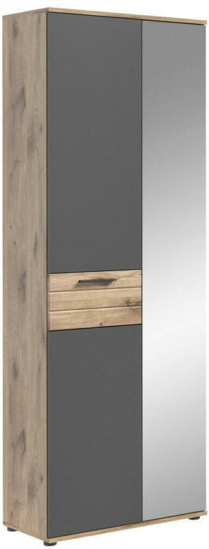 Garderobenschrank Mason Eiche/ Grau Mit Spiegel B: 70 cm