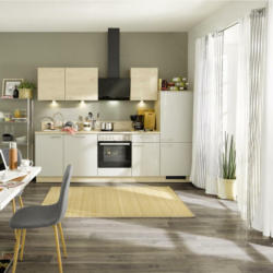 Küchenzeile Win/Plan Mit Geräten 280cm Grau/Eiche Dekor