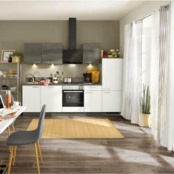 Einbauküche Küchenblock Möbelix Win/Plan B: 280 cm Eiche Grau/Weiß