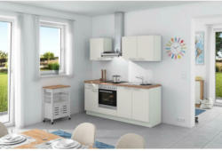 Küchenzeile Base ohne Geräte 200 cm Weiß/Bergeiche