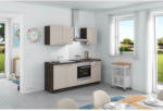 Möbelix Küchenzeile Base ohne Geräte 200 cm Crema/Eiche Grau