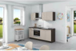 Möbelix Küchenzeile Base ohne Geräte 200 cm Crema/Eiche Grau