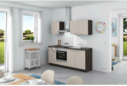 Küchenzeile Base ohne Geräte 200 cm Crema/Eiche Grau
