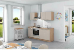 Küchenzeile Base ohne Geräte 200 cm Crema/Wildeiche