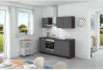 Möbelix Küchenzeile Base ohne Geräte 200 cm Anthrazit/Eiche Grau