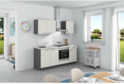 Küchenzeile Base ohne Geräte 200 cm Weiß/Anthrazit