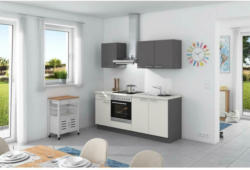 Küchenzeile Base ohne Geräte 200 cm Anthrazit/Weiß