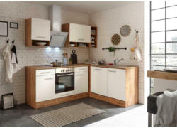 Einbauküche Eckküche Möbelix mit Geräten 220x172 cm Weiß/Eiche Dekor