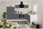 Möbelix Einbauküche Eckküche Möbelix Rp290wgc mit Geräten 290x200 cm Grau/Weiß