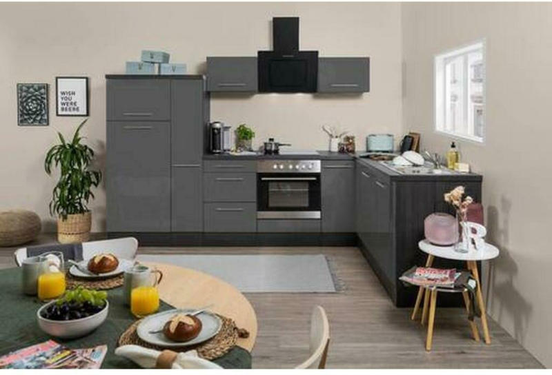 Einbauküche Eckküche Möbelix Rp290egc mit Geräten 290x200 cm Grau