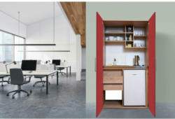 Schrankküche mit Kühlschrank + Kochfeld 104 cm Rot
