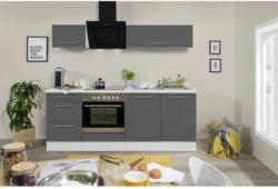 Küchenzeile mit Geräten 210 cm Grau/Weiß