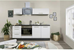 Küchenzeile mit Geräten 210 cm Weiß/Grau