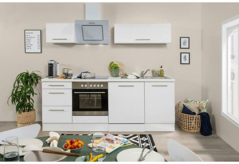 Küchenzeile mit Geräten 220 cm Weiß