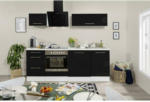 Möbelix Küchenzeile mit Geräten 220 cm Schwarz Hochglanz/Weiß