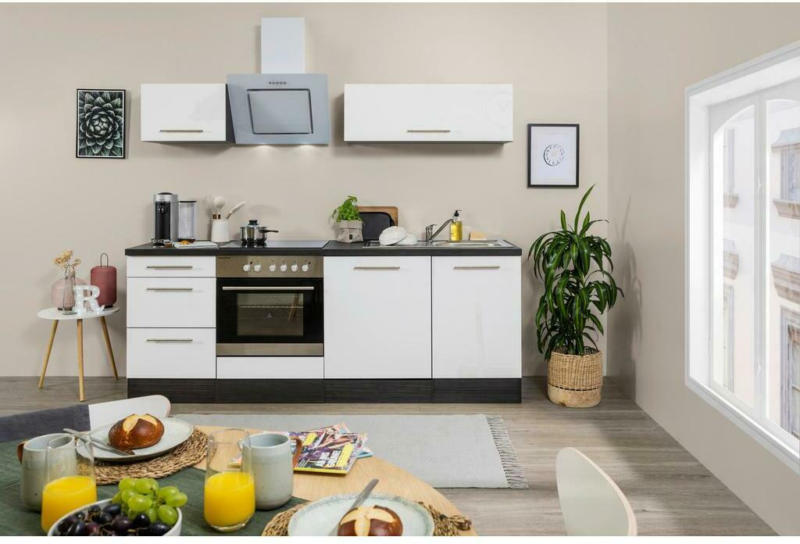 Küchenzeile Respekta Rp220ewc mit Geräte 220 cm Grau/Weiß