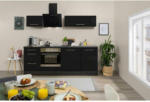 Möbelix Küchenzeile Rp220esc mit Geräte 220 cm Grau/Schwarz