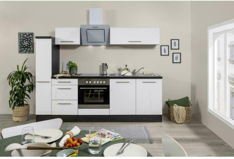 Küchenzeile Rp240ewc mit Geräte 240 cm Grau/Weiß