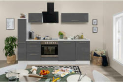 Küchenzeile Rp250wgc mit Geräte 250 cm Grau/Weiß