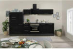 Möbelix Küchenzeile mit Geräten 300 cm Schwarz Hochglanz