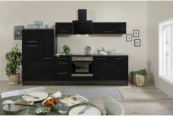 Küchenzeile mit Geräten 300 cm Schwarz Hochglanz