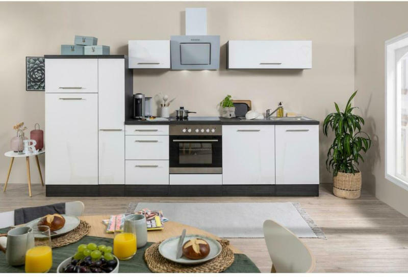 Küchenzeile mit Geräten 310 cm Weiß/Grau